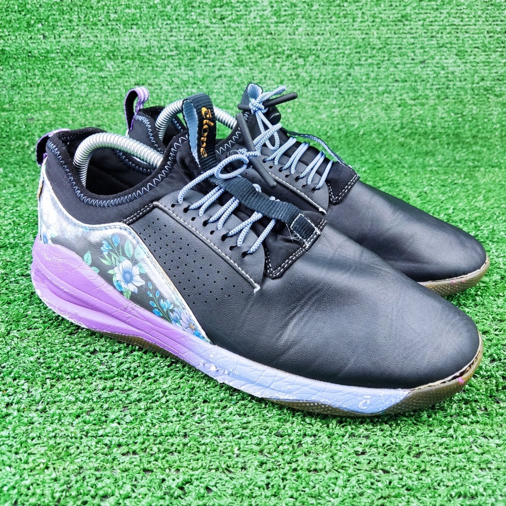 Clove Sneakers Women 10.5 Men 9 Black Purple Floral Nursing Shoes CL0028 Comfort
